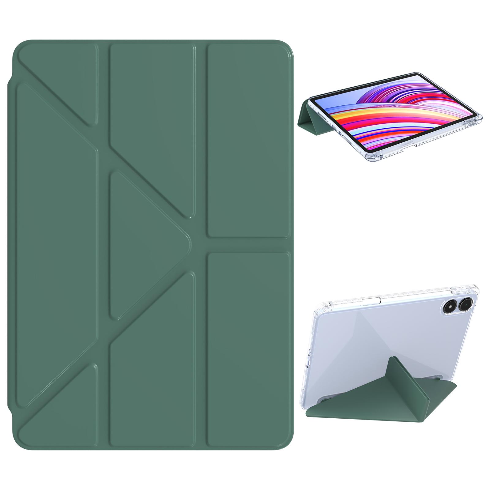 

Чехол из ПУ кожи для Xiaomi Redmi Pad Pro 5G/Pad Pro/Poco Pad 4G, подставка-оригами, прозрачная крышка для планшета Blackish Green