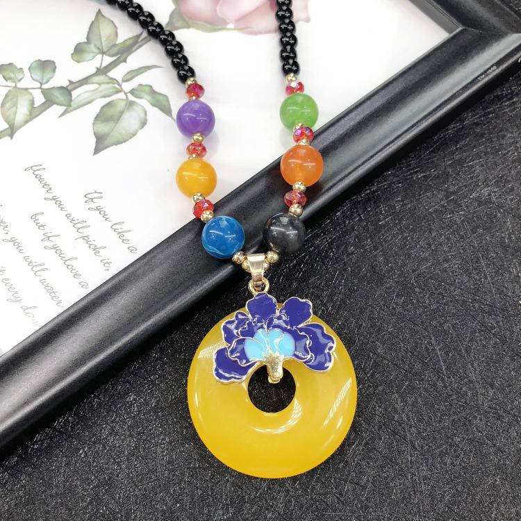 

Винтажная мода перегородчатая эмаль имитация пчелиного воска ожерелье женское универсальное независимо от бренда кулон длинная цепочка для свитера аксессуары