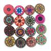 100Pcs Bohemian Style Retro Pattern Round Shape Wooden Buttons Clothing Decor