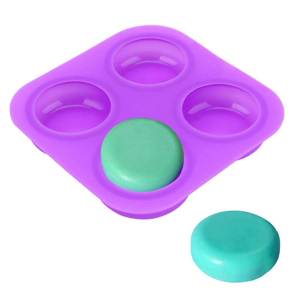 Round Circles Soap Molds Cake Decorating Tools Reusable 4 Cavity Silicone Soap Molds Tray DIY Handmade Craft