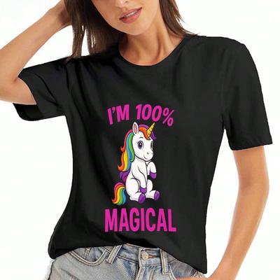 Unicorn Magical Cotton T Shirt, Pure Cotton HighQuality Print, Durable, Casual And Fashionable, Featuring A Cute Unicorn With The Words IM 100% MAGIC