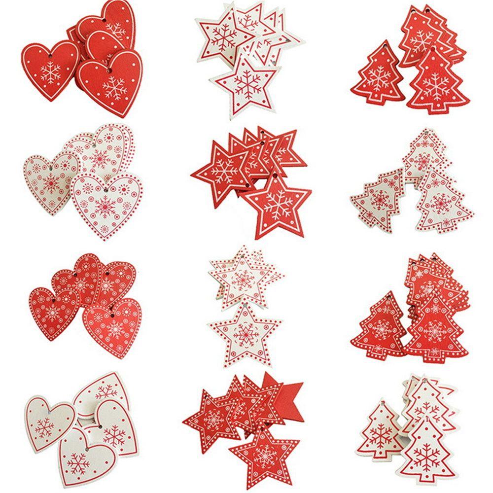 10pcs/set Gift Hanging Embellishment Party Supplies Wooden Tag Christmas Tree Ornament Star