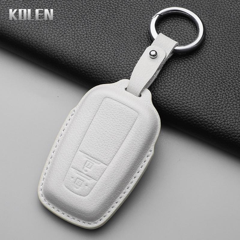 Genuine Leather Auto Smart Key Fob Cover Case Housing Fit For Toyota Prius Camry Corolla Chr C-Hr Rav4 Land Cruiser Prado 2 3 4 Button Auto