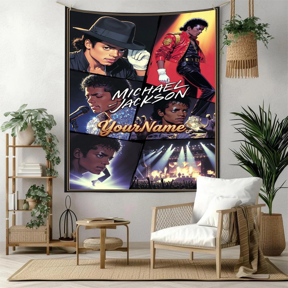 Michael Jackson Custom Your Name Wall Decor Tapestry Art For Pet Memorial Birthdaywedding Party Backdrop Family Gift