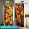 2pcs Autumn Red Leaf Forest Printed Curtain for Home Decor - Rod Pocket Window Treatment for Bedroom, Office, Kitchen