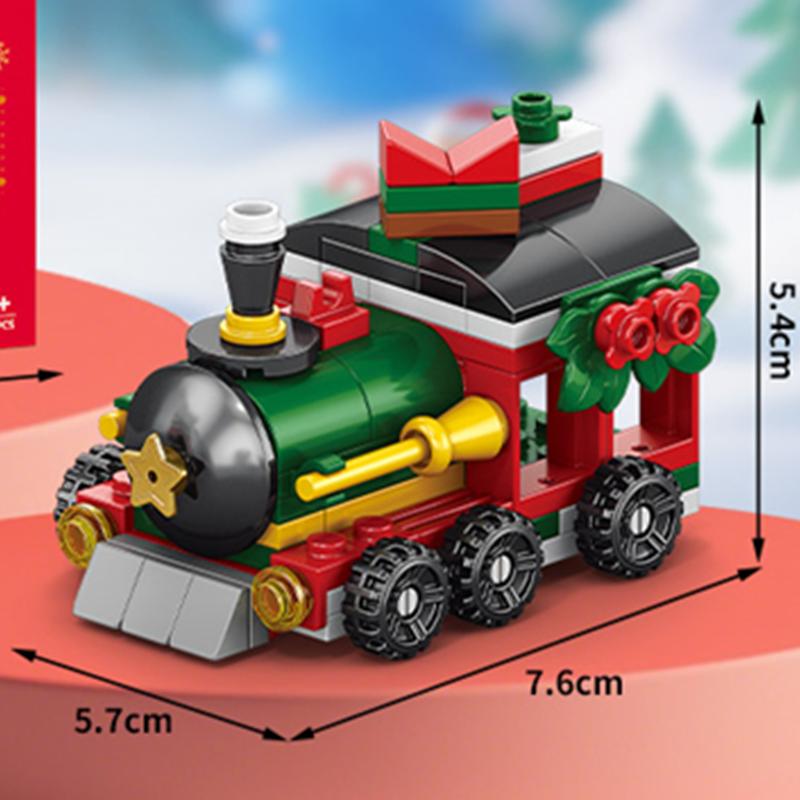 8in1 Christmas Tree Elk Deer Santa Claus Train Decorations Architecture Store Street View Xmas Snow House Building Block Kit Toy