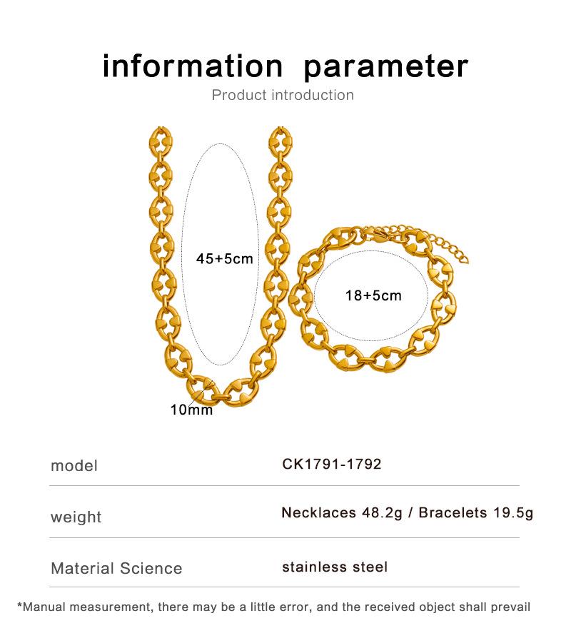 Xin Duo Duo European & American Cross-Border Gold-Plated Stainless Steel Pig Nose Buckle Necklace Bracelet