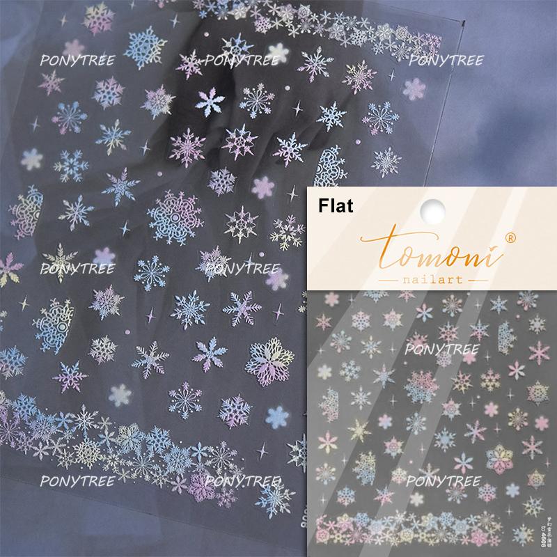 Silver White Snowflake Rhinestone Star Love Lace Winter Chic Snow Shiny Chic Delicate 5D Nail Art Stickers Manicure Decals