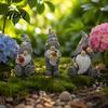 Handmade Resin Statues Halloween Garden Gnome Figurine Vintage Flower Mushroom Elf Dwarf Statue Sunproof for Patio Yard Waterproof Outdoor Ornament
