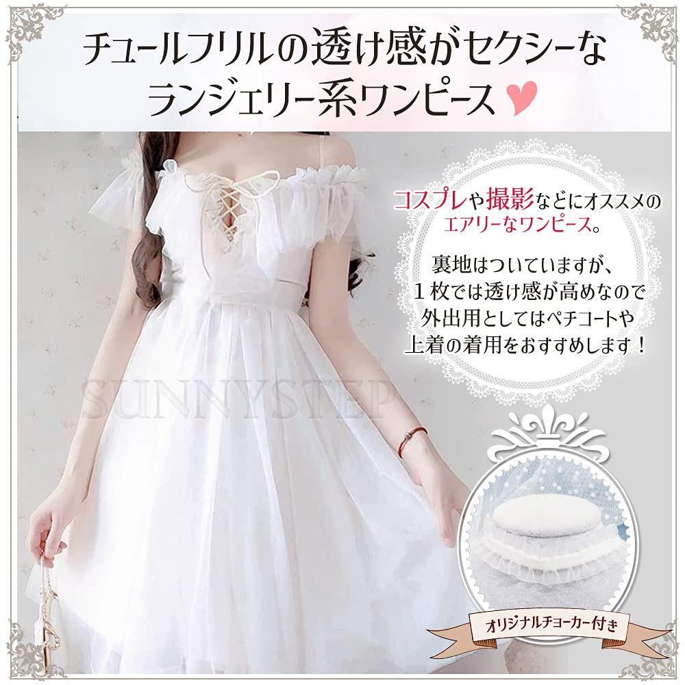 SUNNYSTEP Sexy Babydoll Plus Sizes Christmas Costume Lolita White and Black with Choker Cute Princess Lace Gothic Lolita Sickly Cute Princess Cosplay