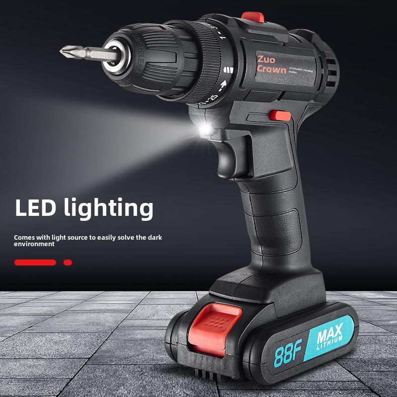 Zuoguan lithium electric drill: Dual-speed rechargeable pistol drill with multifunctional household screwdriver.