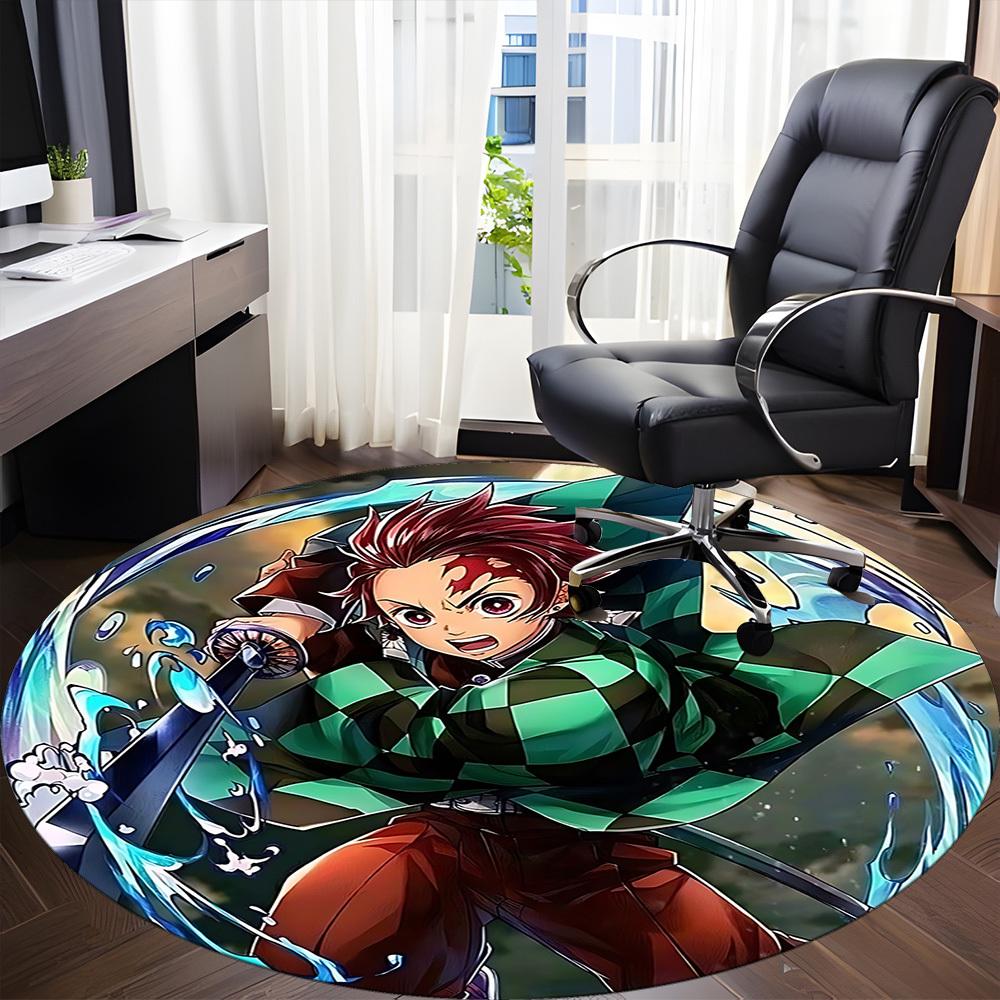 1pc Demon Slayer, Tanjiro Chair Carpet for Office Non-Slip, Lightweight, Machine Rug for Office,Room - Holiday Decor, Machine Made yy251227002