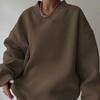 Autumn and Winter Women's Casual Loose Sportswear Pullover, Fashionable Round Neck Long Sleeved Solid Color Versatile Sweatshirt