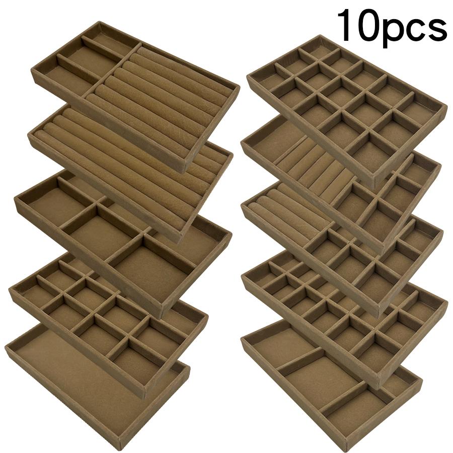 1 zestaw, (w tym 8 szt.) flokowane pudełko na biżuterię tacka na biżuterię