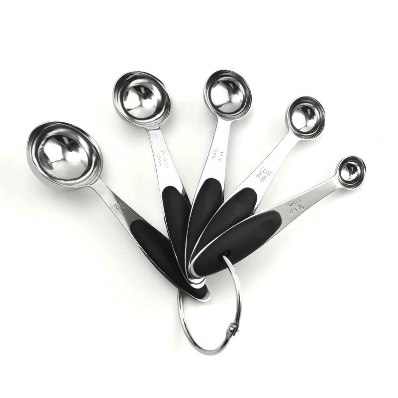 Rose Gold Measuring Set: Stainless Steel 10-Piece Spoons, 16-Piece Spoons, Silicone 5-Piece Set, and Measuring Cups In Stock.