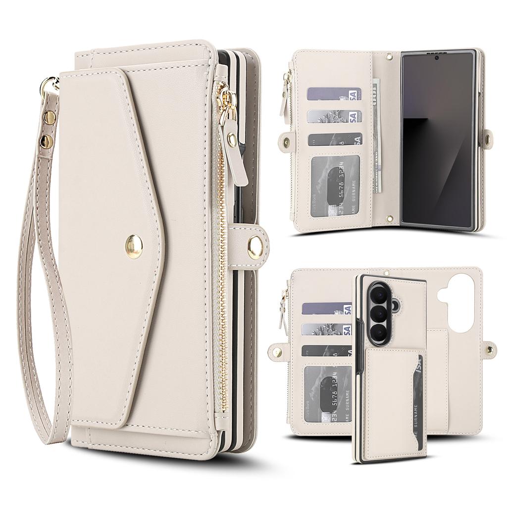 Fashion Crossbody Leather Phone Case for Samsung Z Fold 7 6 5 Multi-functional All-in-One Card Holder Shockproof Portable Cover