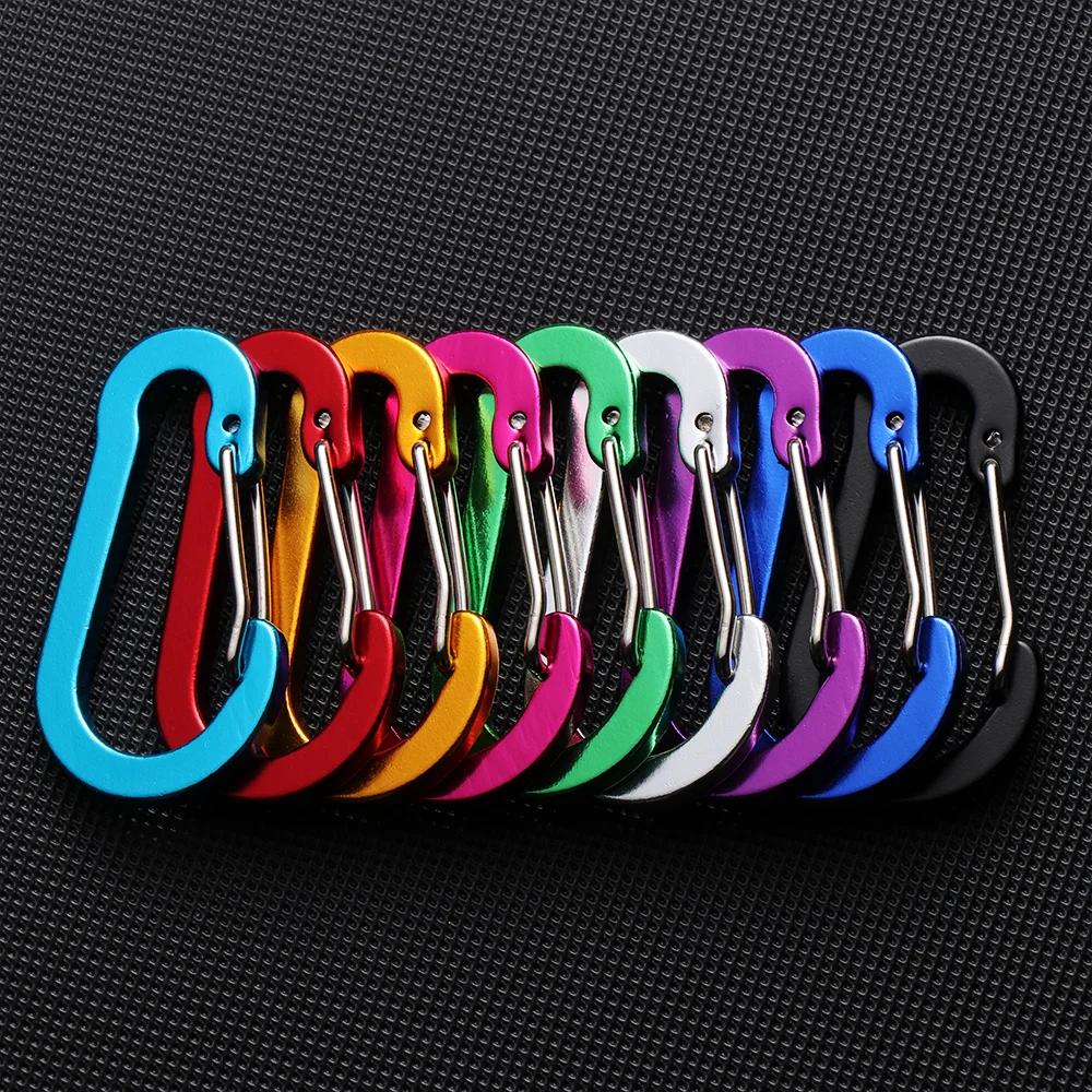 5pcs Tools Carabiner Outdoor Backpack Camping Climbing Fishing Hook Keychain Snap Clip Multi-Use Aluminum Alloy Lock Buckle