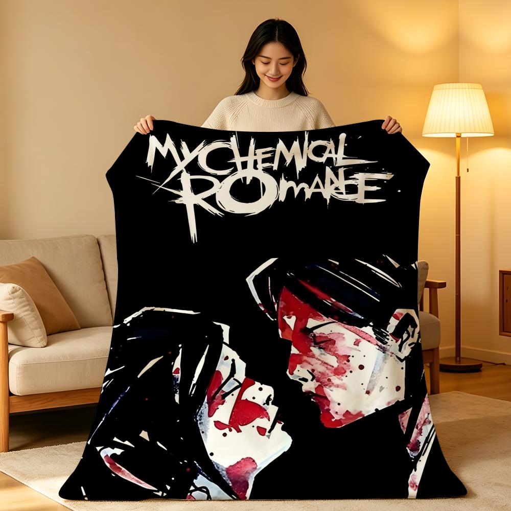 Band M-My C-Chemical R-Romance Throw High-Density Short Plush Blanket Soft Skin-Friendly for Sofa Nap Air-Conditioned Room