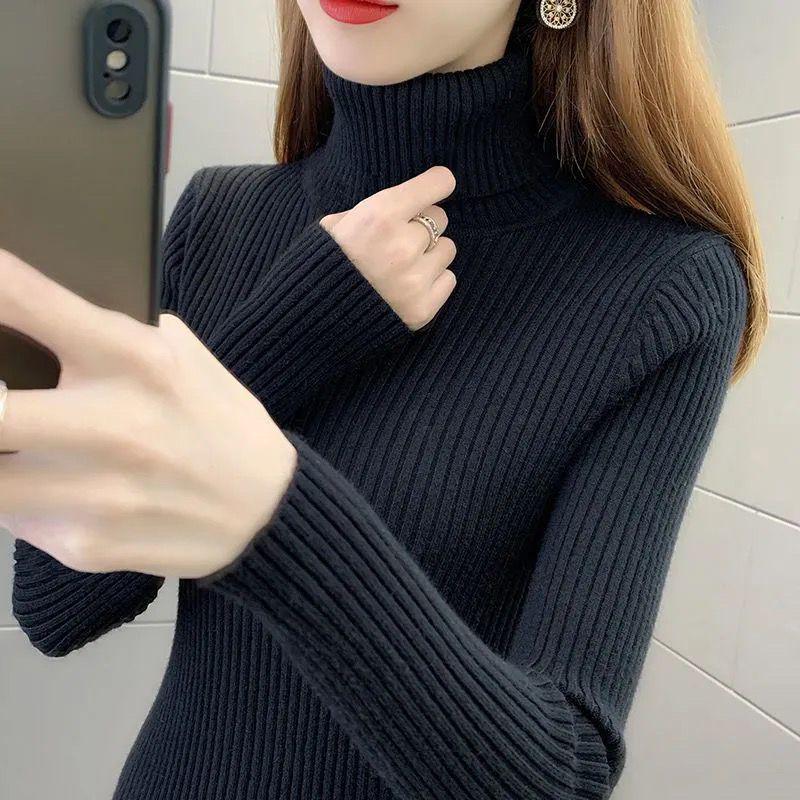Women's Soft High Neck Knit Sweater - Slim Fit Thick Winter Innerwear & Versatile Outerwear Top