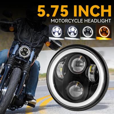 5,75 Zoll LED Scheinwerfer Projektor Halo Ring Fernlicht Abblendlicht Auto Motorrad 5 3/4" Tagfahrlicht Blinker für Sportster Dyna Iron 883