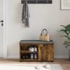 Hall Bench with Cushion and Shelf Smoked Oak 80 x 38 x 46 cm