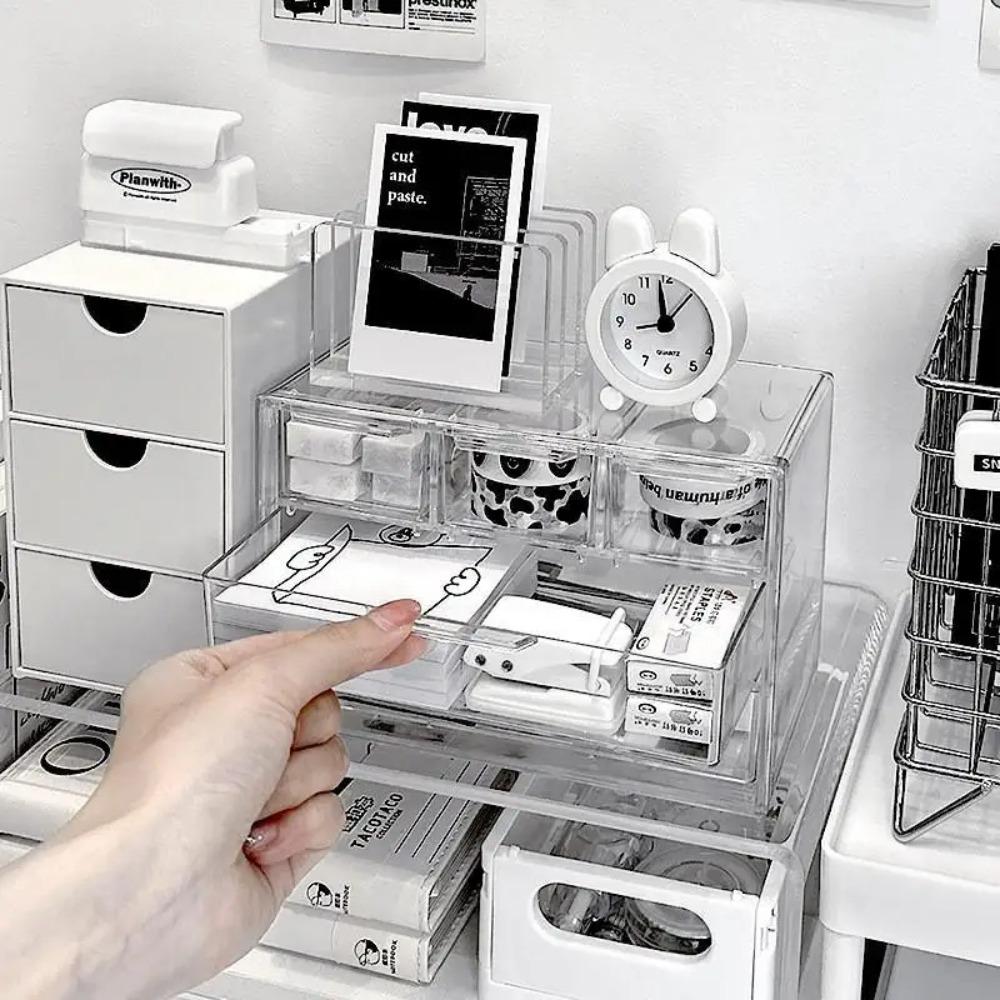 Large Capacity Jewelry Box 6 Grid Desktop Organizer Multifunctional Storage Box  Student