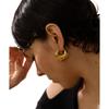 Yhpup Rust Proof Stainless Steel Geometric Chunky Unusual Hoop Earrings for Women Gold Color PVD Texture Charm Stylish Jewelry