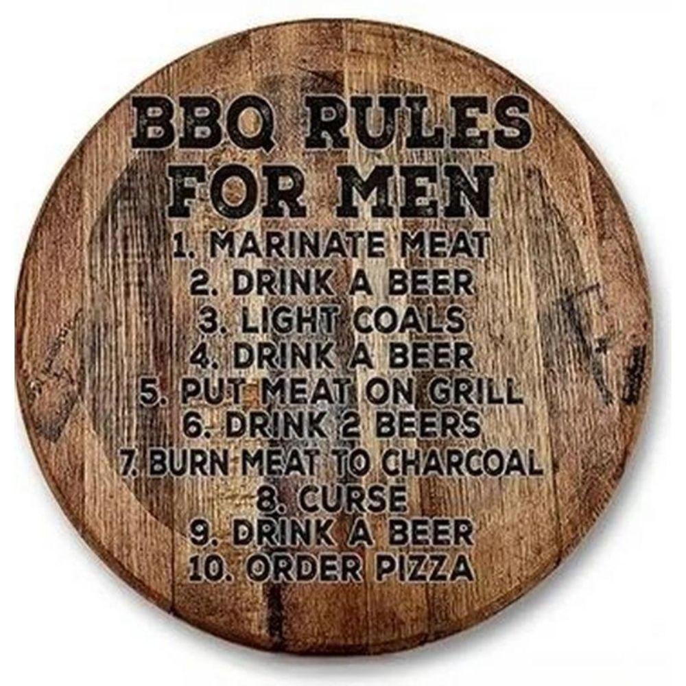 Metal Poster Round BBQ Beer Outdoor Wall Art Decor