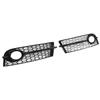 2pcs Front Fog Light Grill Left Right Glossy Black Grille Replacement for TT 8J Standard Bumper