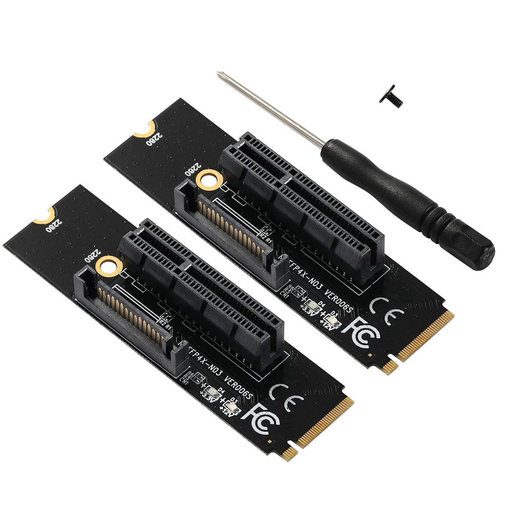 MZHOU 2-Pack M.2 Key Transfer PCI-E 1X4X Card To M.2 NGFF Adapter Card (2 Packs)
