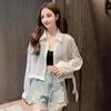 Short Sunscreen Shirt  Blouse Rope Waist Strap Loose Wear Summer Thin Top Women's Clothing  Female Coat Sun Protection Cardigan Polo Collar Shirt
