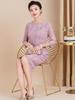 Spring 2025 Purple Mother-in-Law Formal Dress: Three-Quarter Sleeve, High-End, Plus-Size Skirt for Wedding Banquet.
