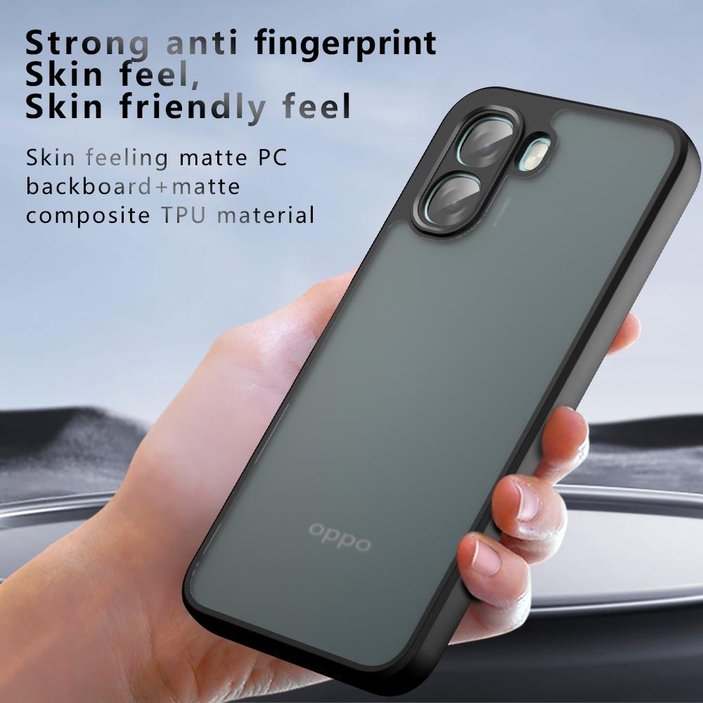 For Oppo A6X Case Skin Friendly Matte Frosted Black Translucent Airbag Non-yellowing Anti-Fingerprint Cover