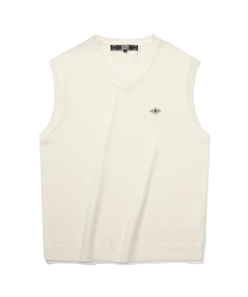 Columbia University 1754 Crown V Neck Vest Sweater Cream
