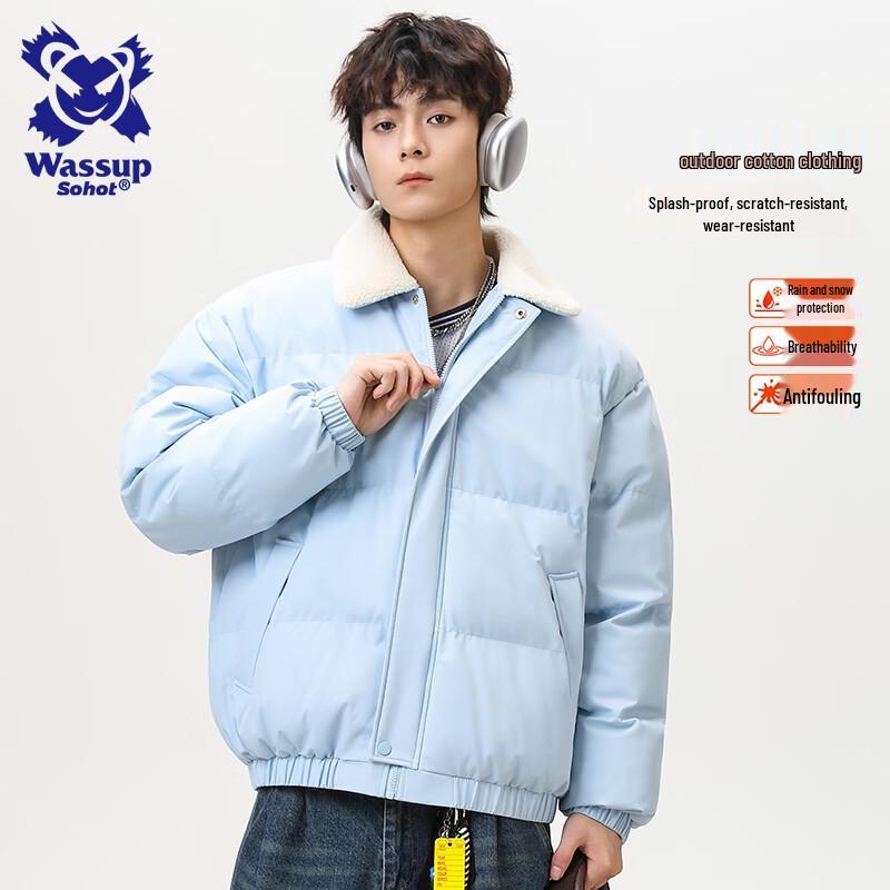 

Wassup Sohot Мужская стеганая куртка Детройт с воротником из искусственной овчины 2XL