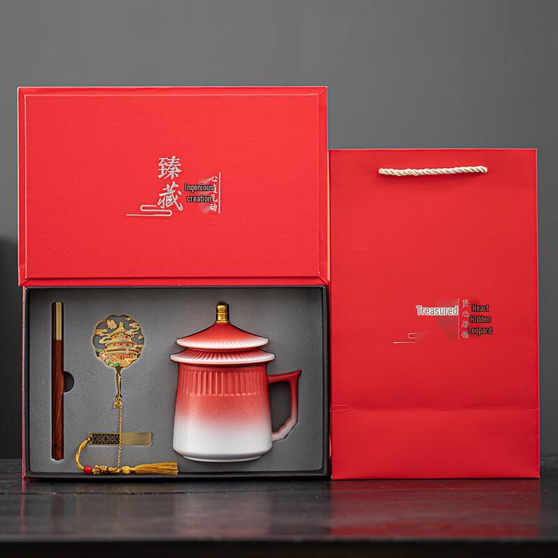Veteran s Commemorative Gift Set: Gradient Red Ceramic Mug & Accessories