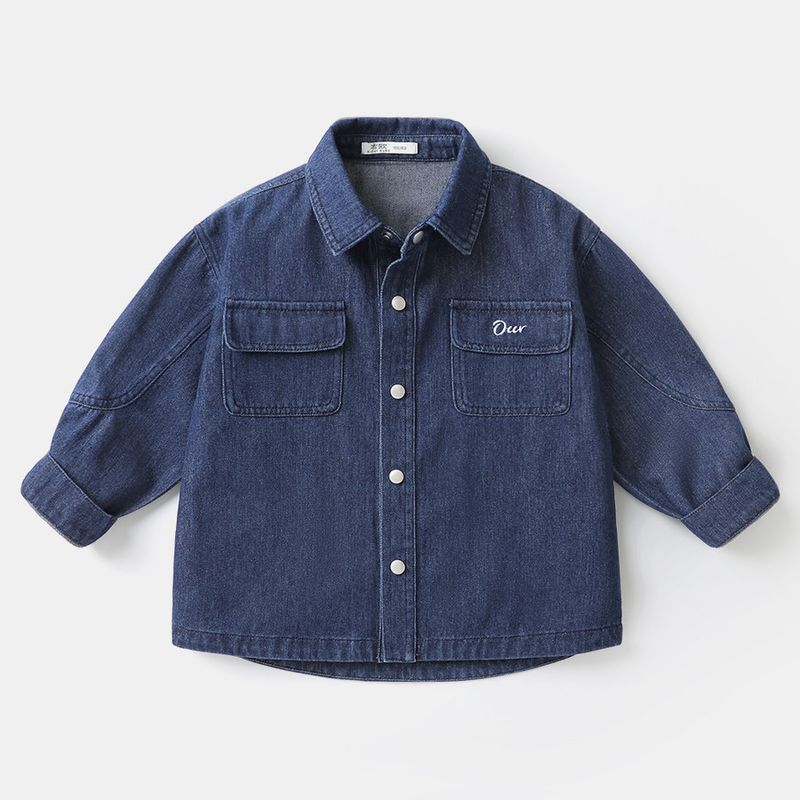 Right European Style Boys  Denim Shirt, 2025 Spring New Model, Spring and Autumn Style Children s Clothing Shirt Top for Spring Cowboy Blue 90
