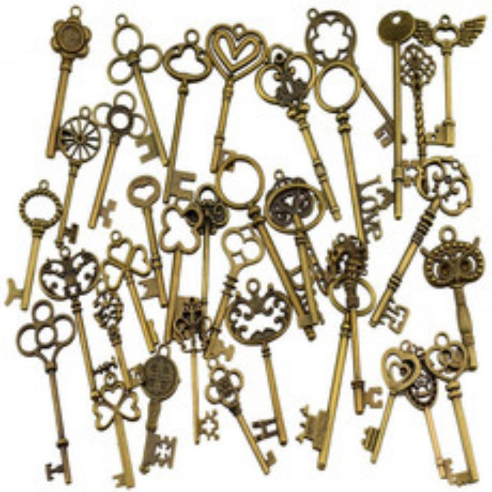 Vintage Key Pendant, Mixed, 12 Pieces/pack, DIY Antique Bronze Key Accessory, Notebook Pendant