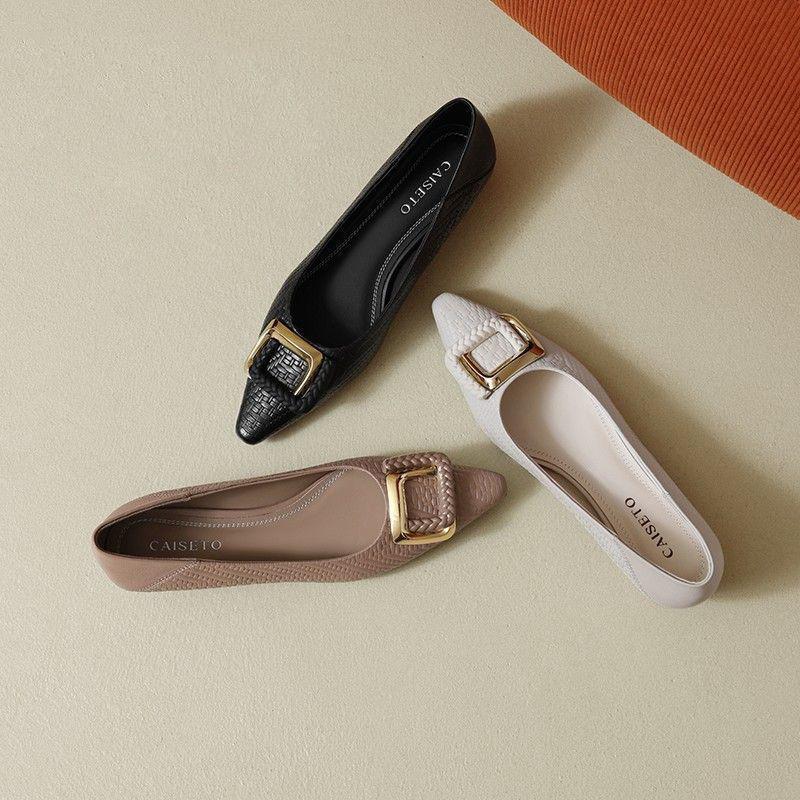 French Shallow Mouth Pointed Head Thick Heel Single Shoes Women's 202 Autumn New Super Temperament Square Head Low Heel Commuter Work Shoes