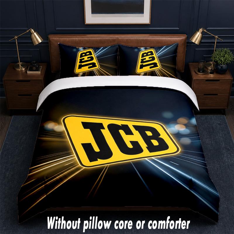 JCB Design Bed Bedding Set 1 Duvet Cover + 2 Pillowcases Soft Breathable Household Bed Linens