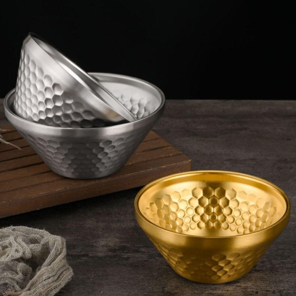Unbreakable Salad Bowl 304 Stainless Steel Insulated Bowl Korean V-shaped Rice Bowl  Restaurant
