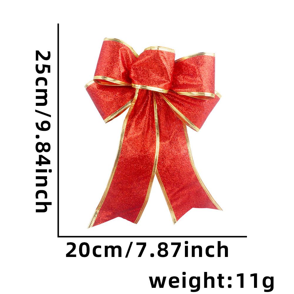 Gold Glitter Christmas Tree Bow Ornament - 25CM 