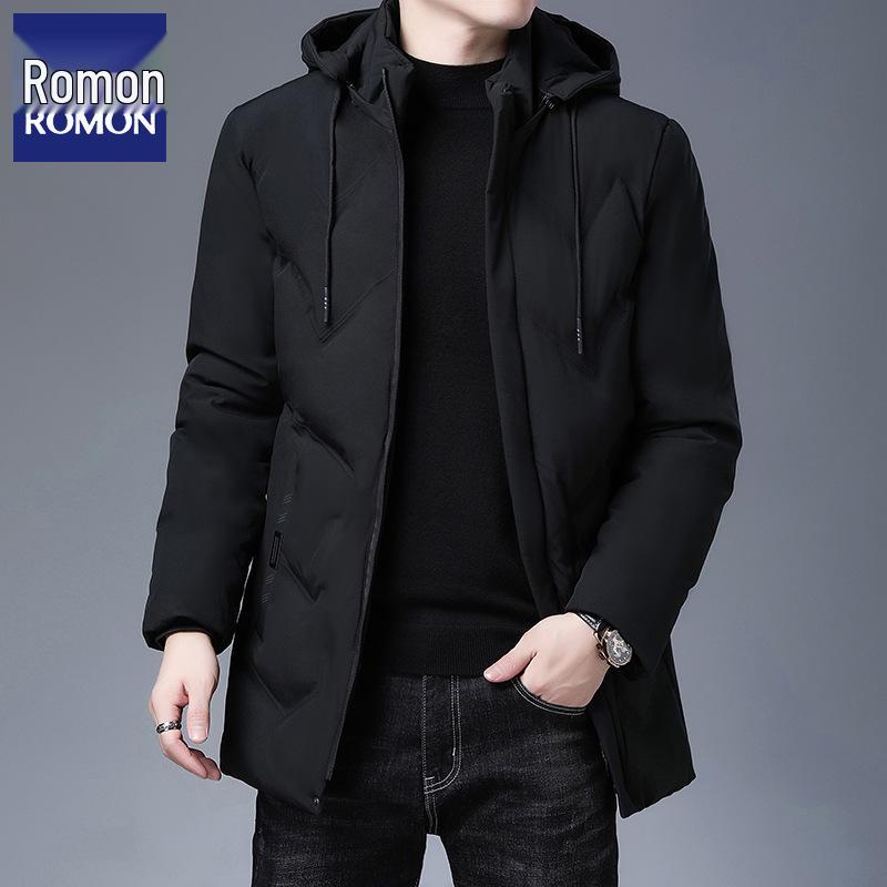 Pierre Cardin Men's Mid-Length Thickened Winter Parka with Golden Sable Velvet