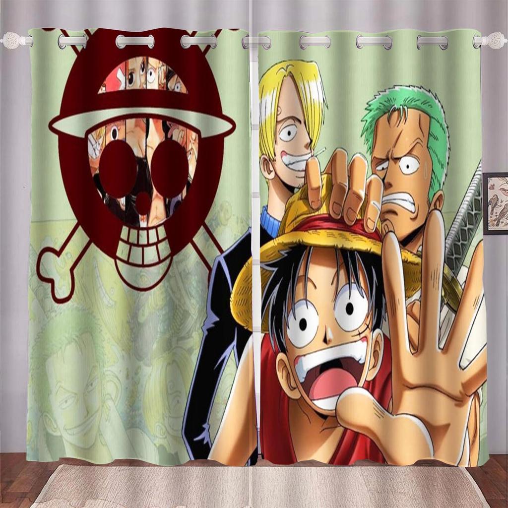 Rideau de dessin animé Monkey D Luffy pour la maison, une pièce, mignon, imprimé, filtrant la lumière, pour salon, chambre à coucher, protection contre la chaleur et le soleil
