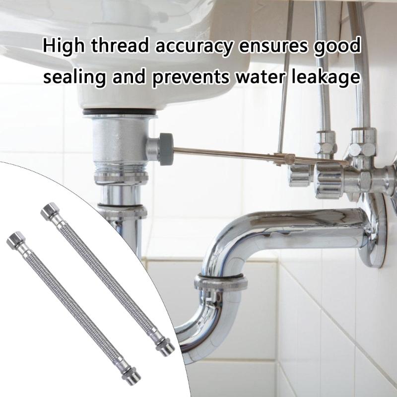 2pcs 304 Stainless Steel Flexible Pipe Water Heater Connector Hose 3/8 Inch Suitable for Faucet Water Heater Connection