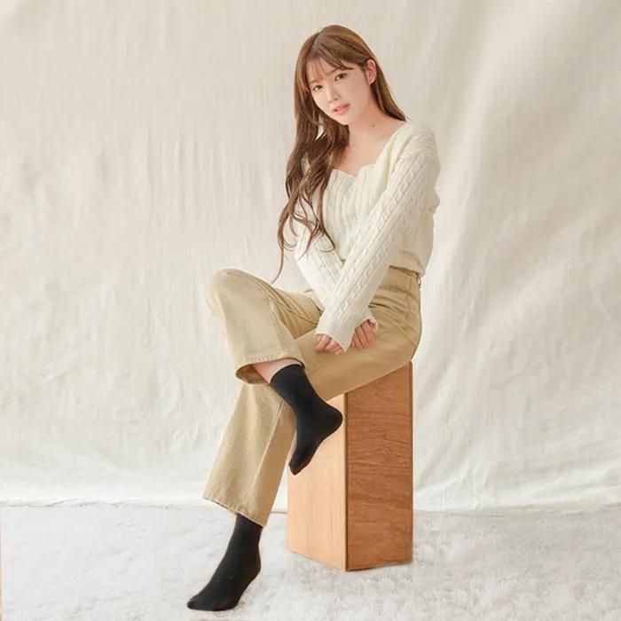 5 Pairs of Lululella Korean-made New Light Color Ribbed Mid-calf Socks