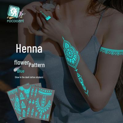 2024 Ricaron Svítící bílá hena Face & Arm Tetovací sada samolepek