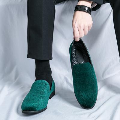 Nowy brytyjski styl męski wzór fryzjera zamszowe leniwe mokasyny wsuwane typu bean 46 plus size szpiczaste skórzane buty