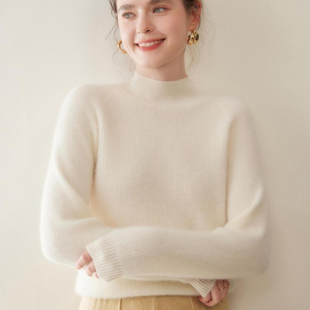 Autumn Winter Twelve-Needle Ribbed Cashmere Sweater Women's Warm Fashion Pullover