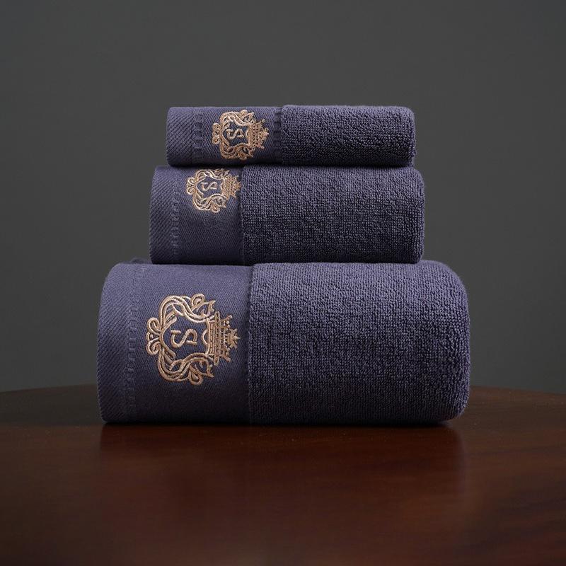 

Банное полотенце из чистого хлопка : Впитывающий и не оставляющий ворсинок, Подарочный набор из трех предметов, включающий полотенца очень большого размера и полотенце для лица для взрослых D серый